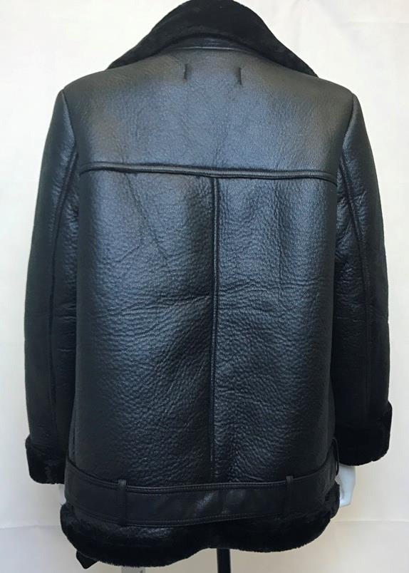 ZARA BLACK FAUX LEATHER SHEARLING FUR DOUBLE FACED BIKER JACKET