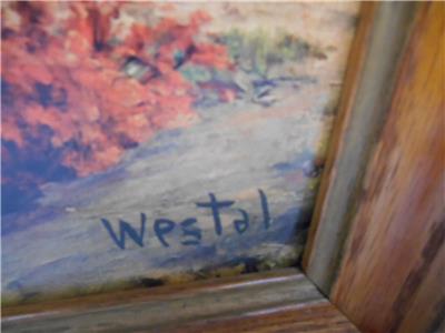 Old Vtg Paynt Oyl Grist Mill Print Wall Hanging Artist Signed
