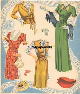 VINTGE 1948 BELLE OF BALL PAPER DOLL ~PRETTY HD LASER REPRODUCTION~ORIG SZ UNCUT