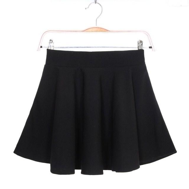 Women’s Short Stretch high Waist Skirt Plain Skater Flared Pleated Mini ...