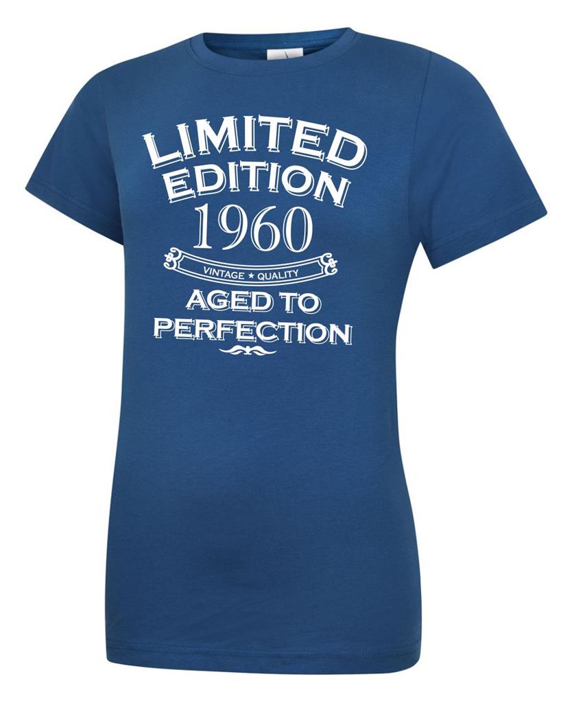 65th Birthday Gift Present Year 1960 Womens Crewneck T-Shirt Limited Aged To - Picture 5 of 6