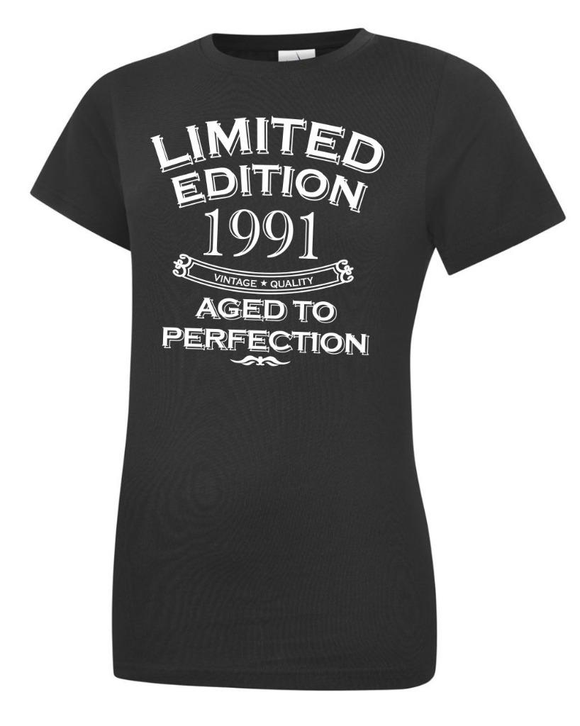 34th Birthday Gift Present Year 1991 Womens Crewneck T-Shirt Limited Aged To - Picture 2 of 6