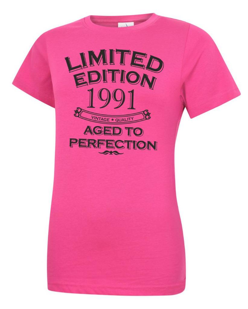 34th Birthday Gift Present Year 1991 Womens Crewneck T-Shirt Limited Aged To - Picture 3 of 6