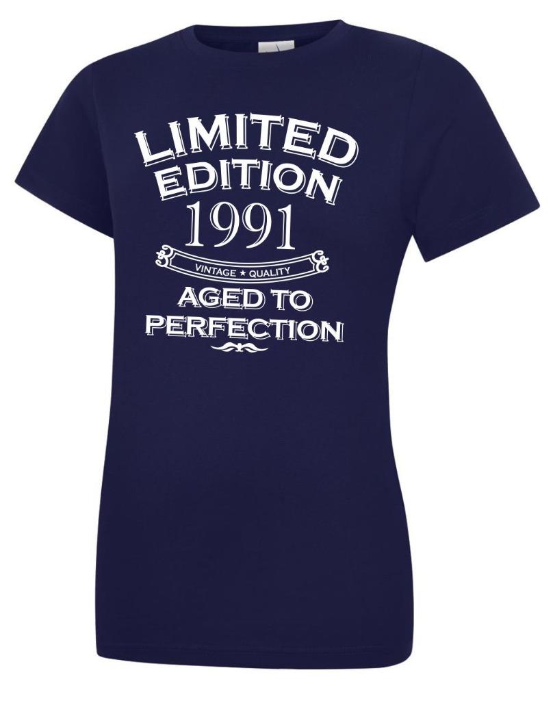 34th Birthday Gift Present Year 1991 Womens Crewneck T-Shirt Limited Aged To - Picture 4 of 6