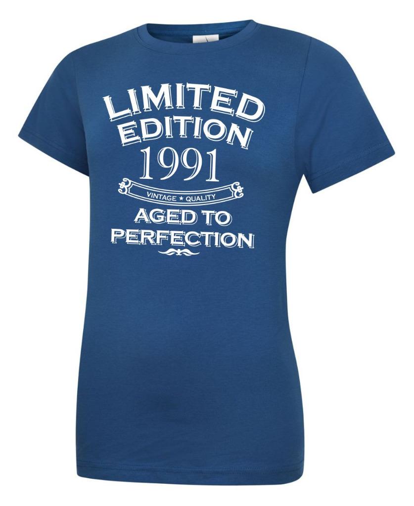 34th Birthday Gift Present Year 1991 Womens Crewneck T-Shirt Limited Aged To - Picture 5 of 6