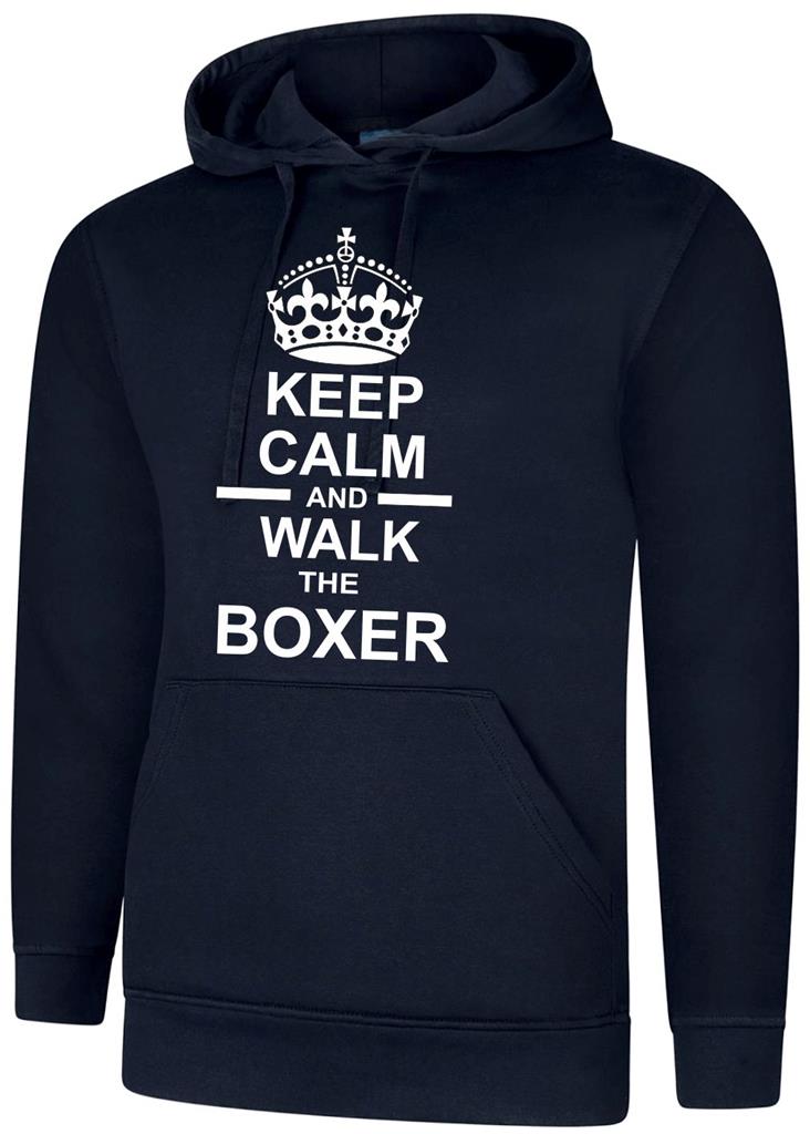 Keep Calm & Walk The Boxer Dog Gift Mens Womens Hoody Hoodie Hooded Sweatshirt - Picture 7 of 10