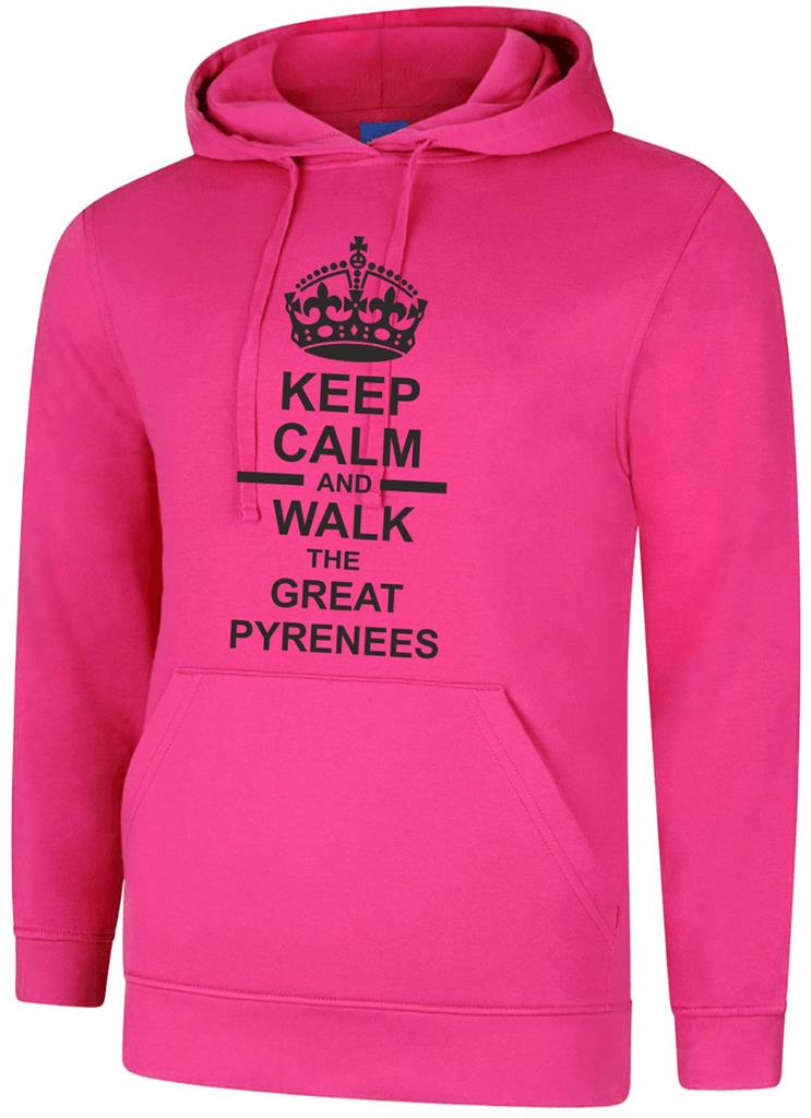 Keep Calm & Walk The Great Pyrenees Dog Mens Hoody Hoodie Hooded Sweatshirt - Picture 5 of 10