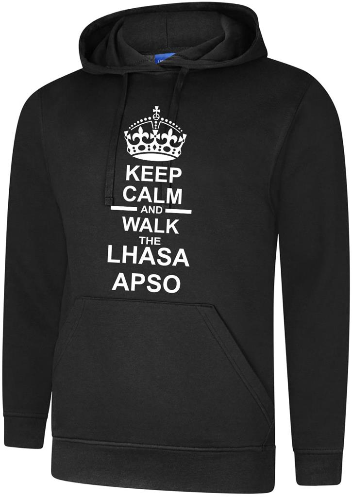 Keep Calm & Walk The Lhasa Apso Dog Mens Womens Hoody Hoodie Hooded Sweatshirt - Picture 2 of 10