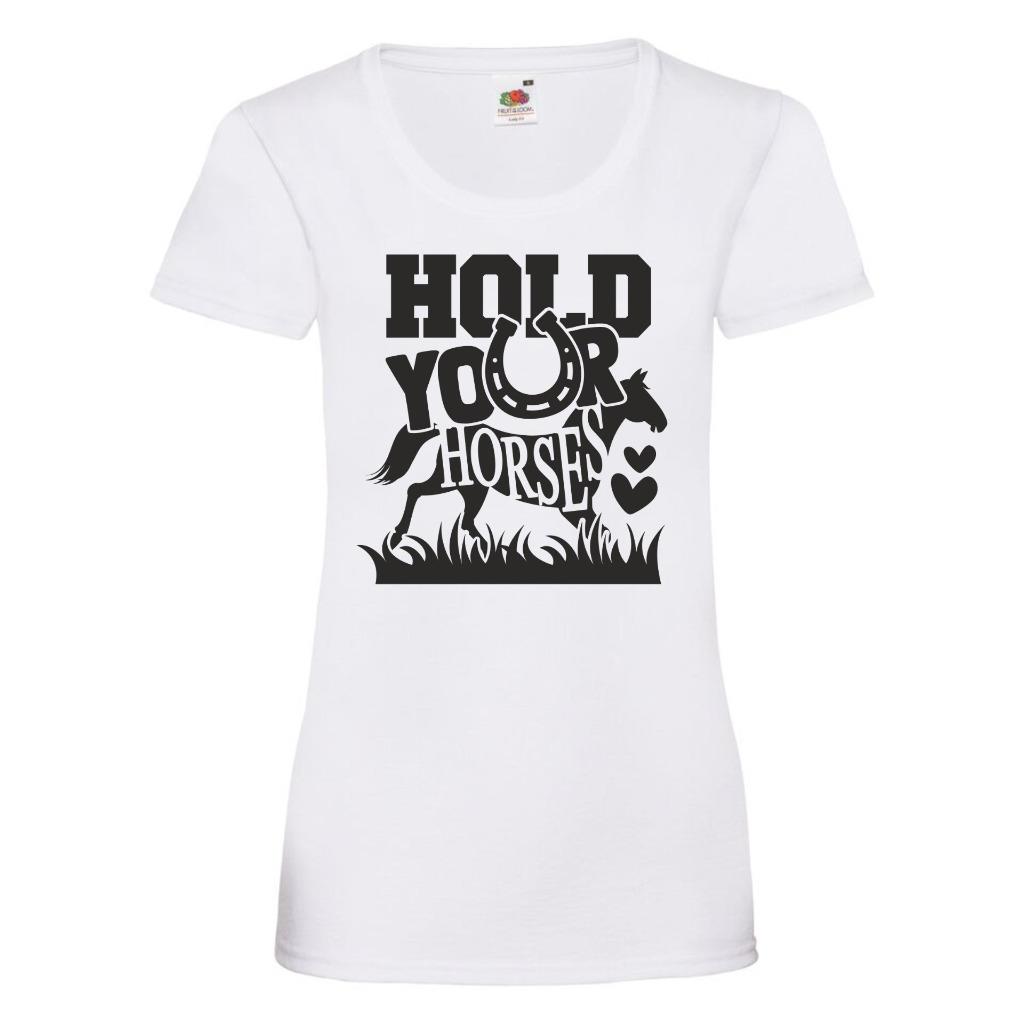 Hold Your Horses Womens Horse Riding T Shirt Trotting Jumping Equestrian Tee - Picture 7 of 7
