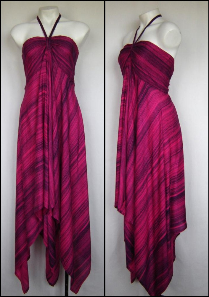 NWT Striped Tie Front Handkerchief Hem FESTIVAL Dress Large | eBay