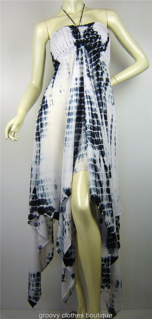 Tie Dye Crochet 2 Tonne Handkerchief Hem FESTIVAL Dress Size 12 - 18 Au ...
