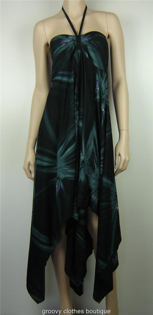 FESTIVAL - Starburst Tie Front Handkerchief Hem Dress Sz 12 - 16 Au | eBay