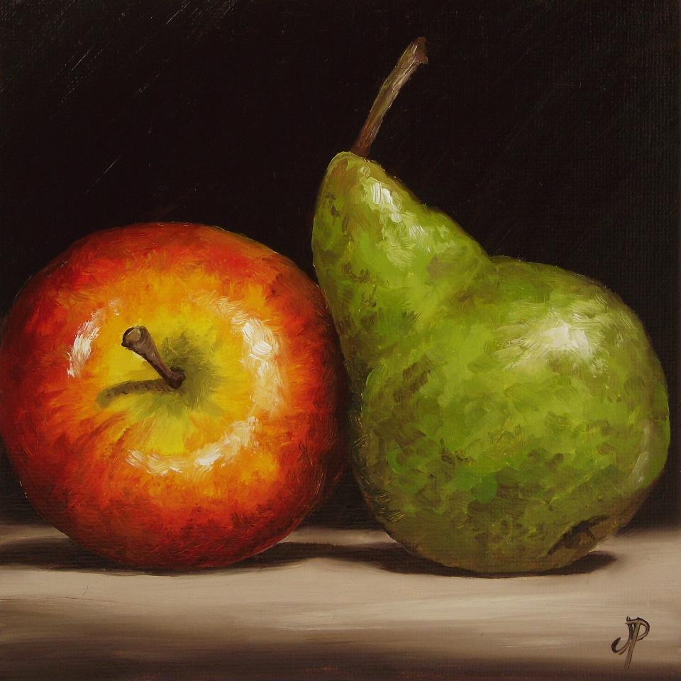 Apple & Pear, J Palmer Daily painting Original oil still life Art | eBay