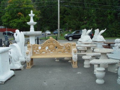 Beautiful Hand Carved Marble Lion Garden Bench Ns48 Ebay