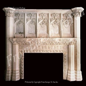 Monumental Hand Carved Gothic Limestone Fireplace Mantel Gfp1 Ebay