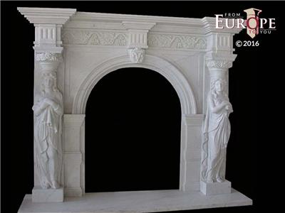 Beautiful Hand Carved Victorian Style Solid Marble Fireplace