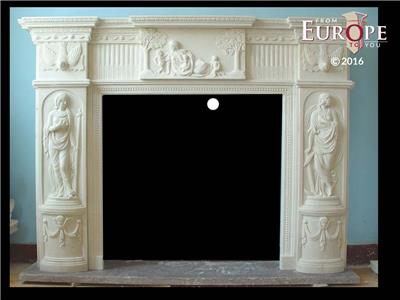Beautiful Hand Carved Victorian Style Solid Marble Fireplace
