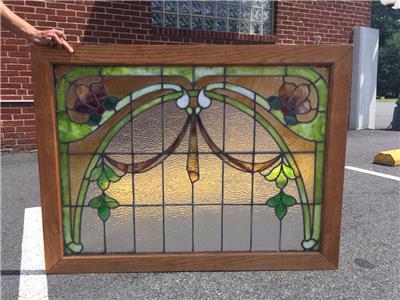 Beautiful American Antique Victorian Stained Glass Window Rd25