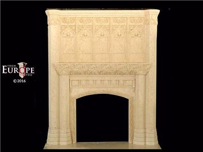 Hand Carved Marble Gothic Religious Monumental Estate Fireplace