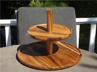 Lipper International 2 Tier Wood Server Dessert Fruit Stand Spice Rack Mint Ebay