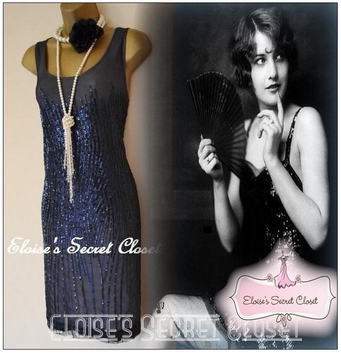 ♥ MONSOON JOSEPHINE Gatsby 20's Flapper Deco Sequin Cocktail Dress Size ...