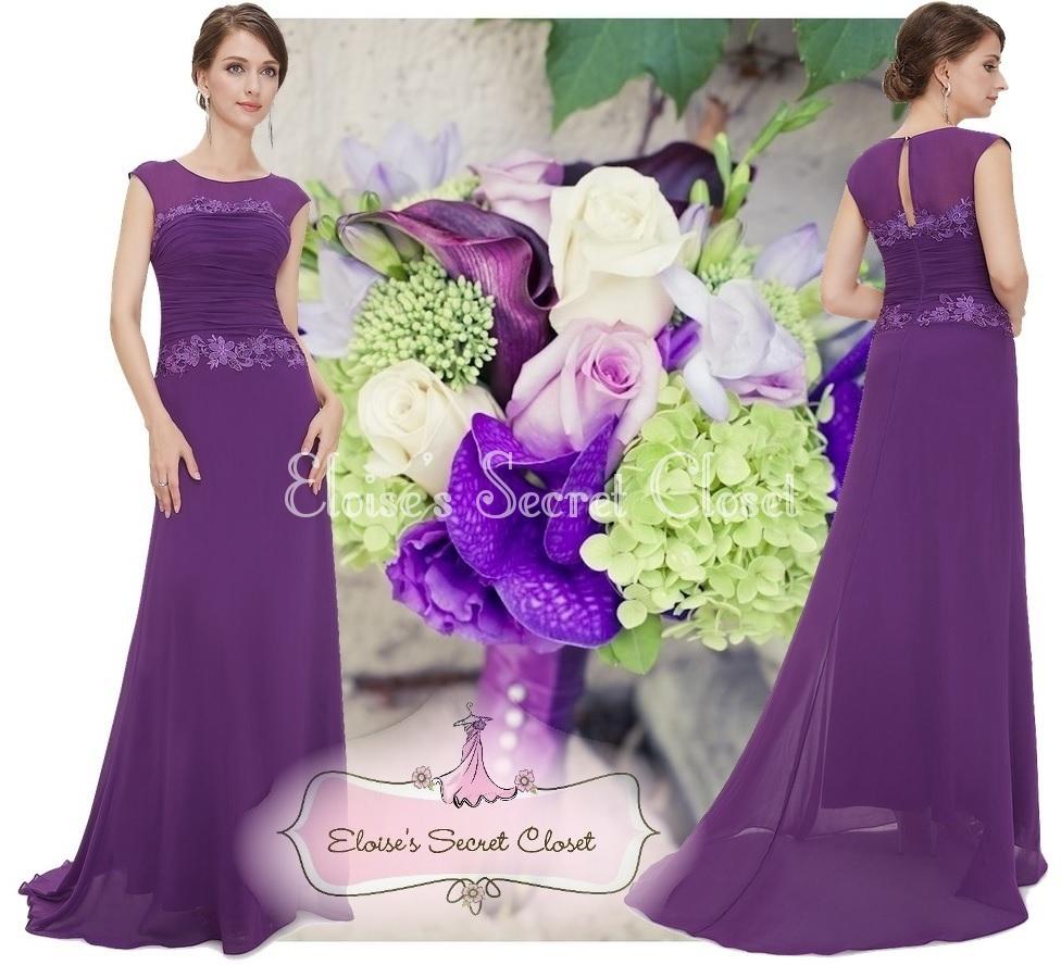 VERITY Violet Purple Chiffon Evening Cruise Ballgown Bridesmaid Dress ...