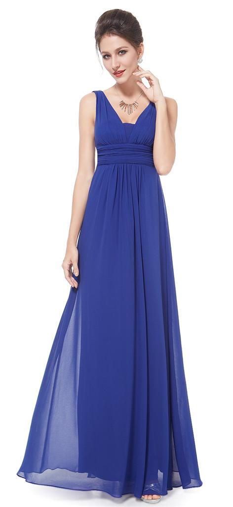 EMILY Cobalt Blue Chiffon Maxi Prom Evening Bridesmaid Dress UK SUMMER ...