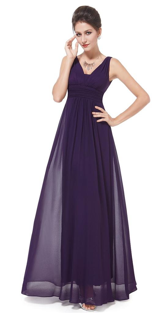 BNWT EMILY Aubergine Purple Chiffon Maxi Evening Bridesmaid Dress UK 6 - 18