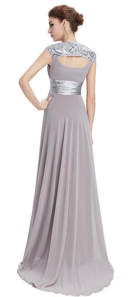 APHRODITE Silver Grey Sequin Chiffon Prom Evening Bridesmaid Dress UK ...