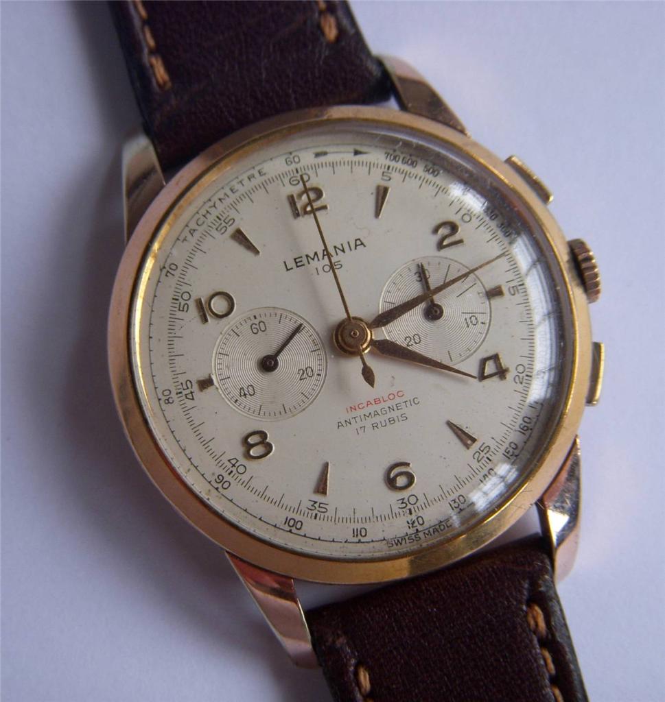 Vintage Lemania 105 Chronograph Gold filled 38mm - Cal 1270 Mens watch ...