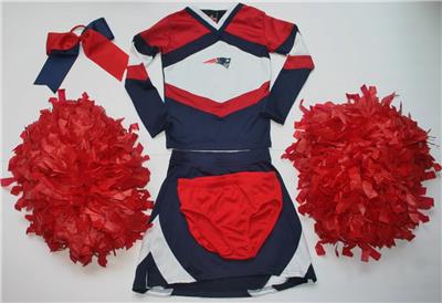 New England Patriots Cheerleader Outfit Costume Halloween Pom Poms Bow 10 12 Ebay
