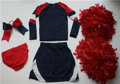New England Patriots Cheerleader Outfit Costume Halloween Pom Poms Bow 10 12 Ebay