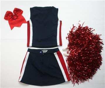 Patriots Cheerleader Costume Outfit Halloween 4 5 Pom Poms Bow Girl S Set Ebay