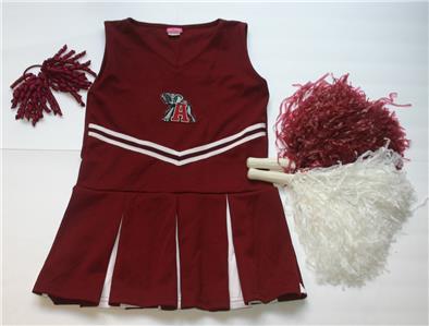 HALLOWEEN CHEERLEADER OUTFIT COSTUME 0-6 MTHS ALABAMA POM POMS BOW ROLL TIDE