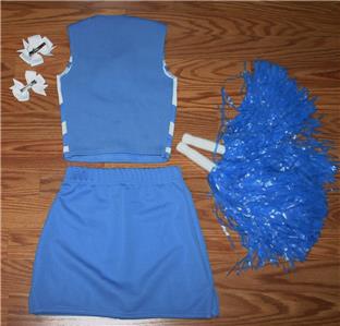 Carolina Blue Cheerleader Costume Outfit Halloween Pom Poms Cheer Bows 2 3 Ebay