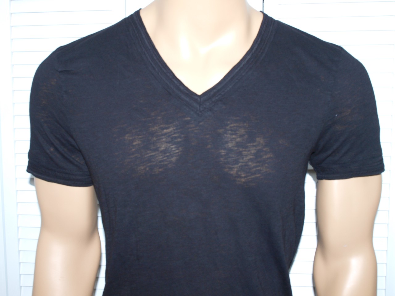 Armani Exchange Silk Trim V neck T Shirt Black NWT | eBay