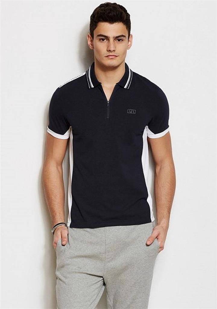 Armani Exchange Mesh Stripe Polo Shirt Midnight NWT | eBay