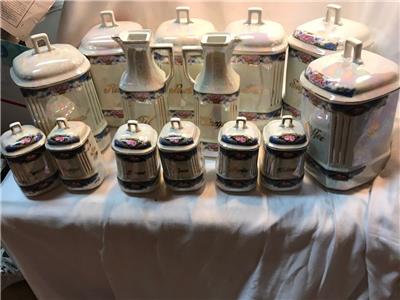 【500円引きクーポン】 Pearl BAvaria &W JB Vintage Luster Set 14P Canister German コレクション