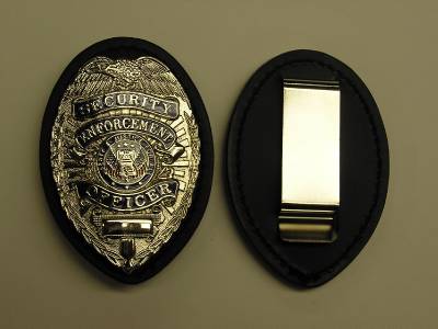 Police Law Enforcement Security Leather Belt Clip On Badge Holder Made ...