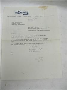1963 Mossberg Letter To Jurek Greenfield Ma Sight S101 S320 Signed Stevens Vtg Ebay