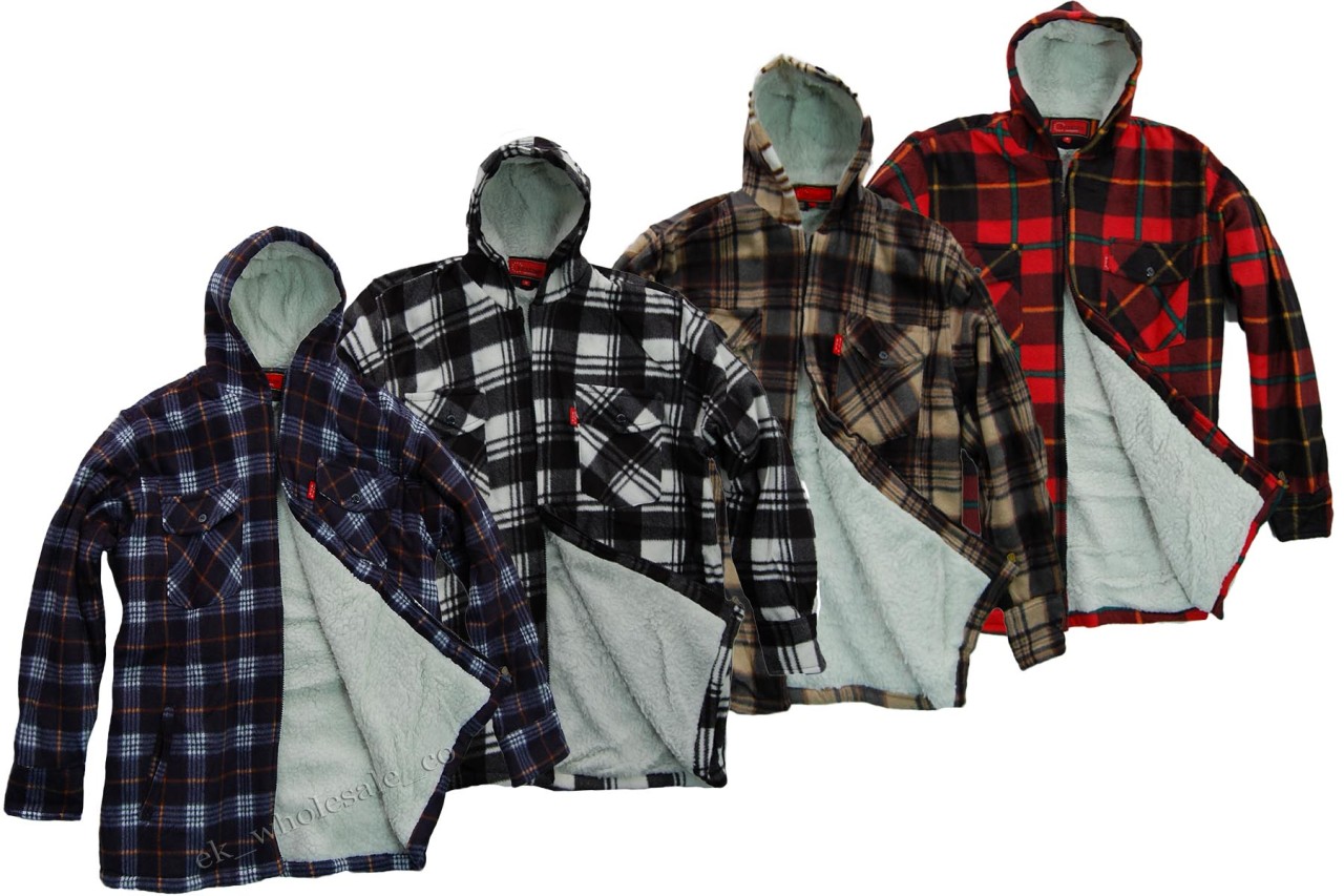 New Padded Lumberjack Fleece Fur Lined Check Hooded Thermal Work Shirt ...