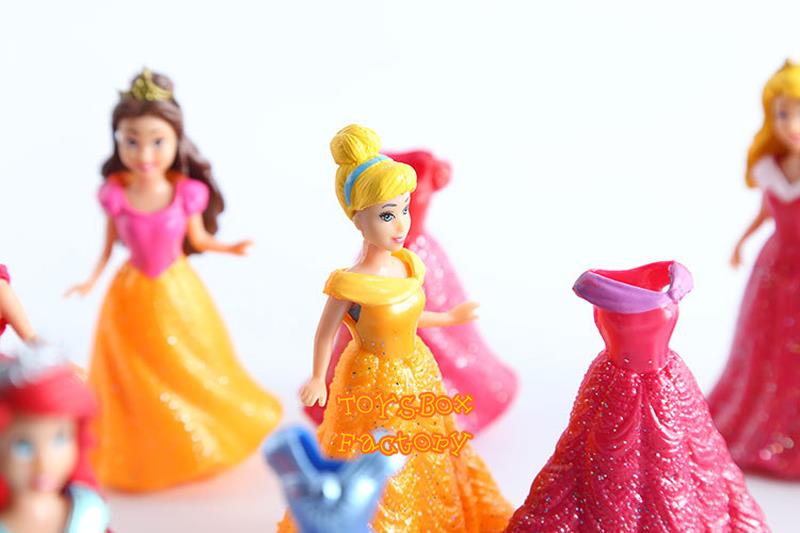 7x Princess Belle Rapunzel Cinderella Snow White MagiClip Barbie Doll Toy Figure