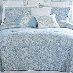 NEW Cindy Crawford LAKOTA PAISLEY King Comforter Set 100% Cotton Blue ...