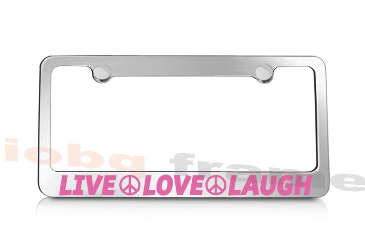 Live Love Laugh White Art Peace Positive Happy Black License Plate Frame FD3