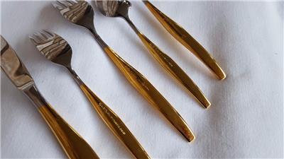 Vintage japanese goldplated stainless steel flatware